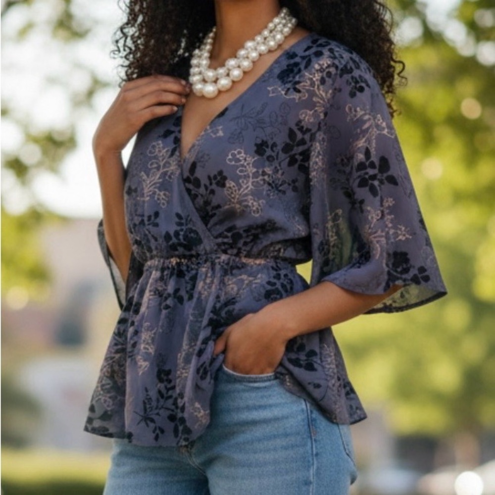 TORRID - PLUS SIZE BOHEMIAN PURPLE FLORAL BLOUSE